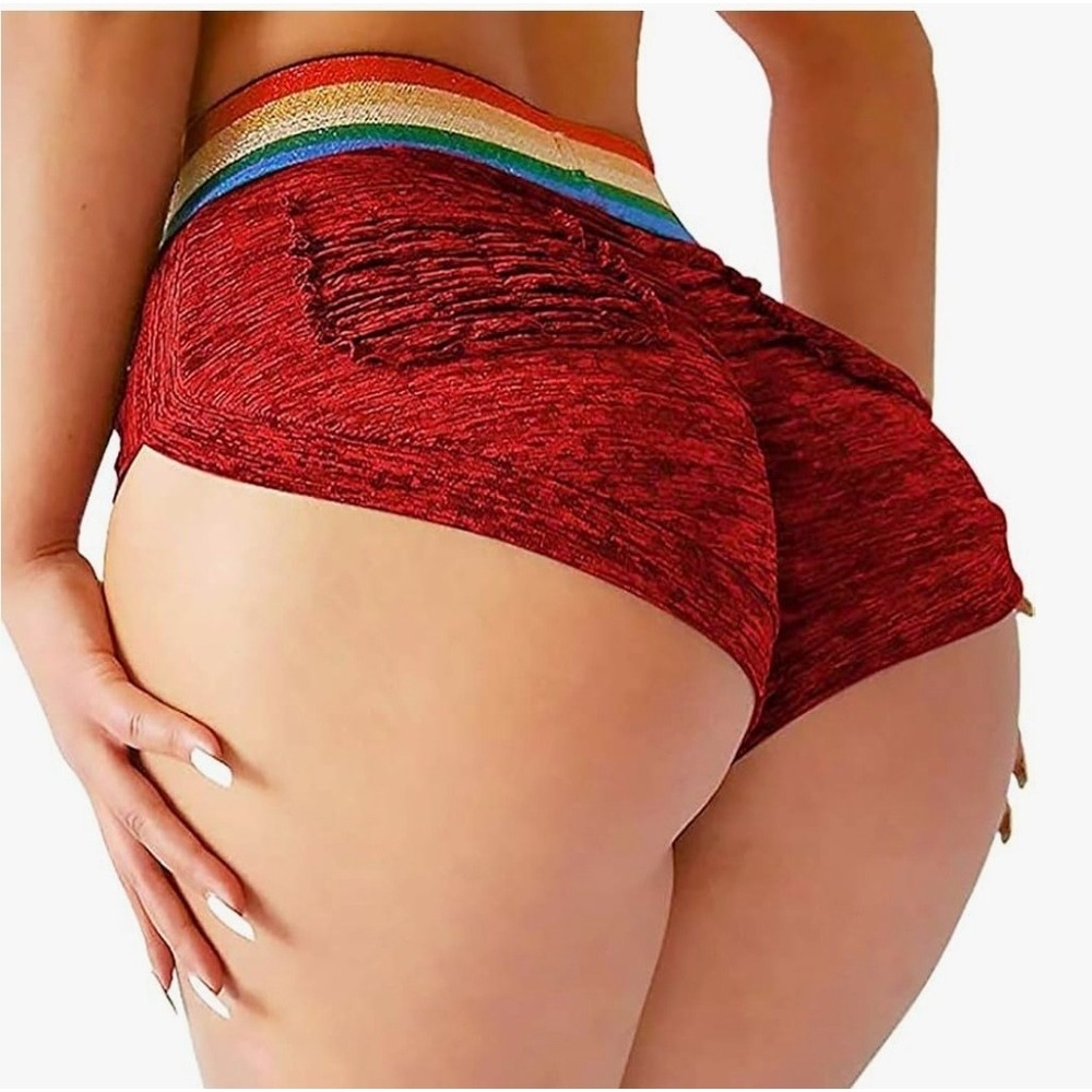 YOFIT Women's Booty Shorts Red Scrunch Butt Athletic Shorts Size M NEW